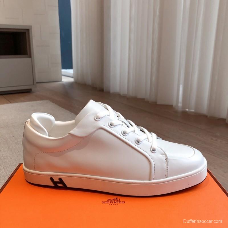 2025 Women Hermès White Leather Sneakers
