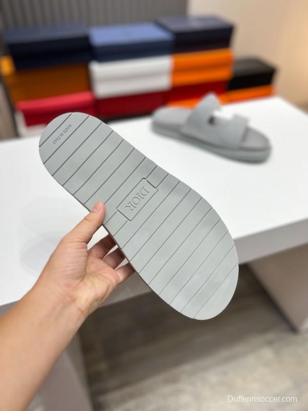 2025 Men Dior Grey Suede Leather Slippers CD Diamond AS00190