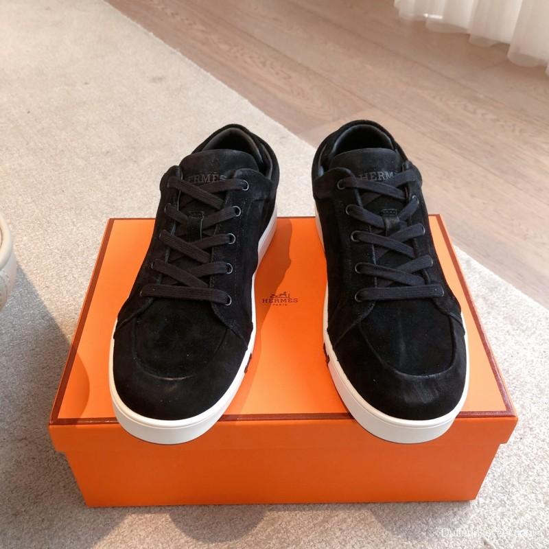 2025 Unisex H Black Suede Sneakers AS00380