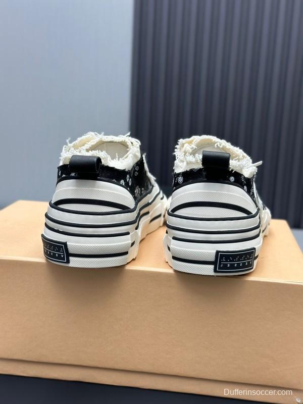 2025 Unisex XVESSEL Black White Canvas Plimsolls Distressed AS00240