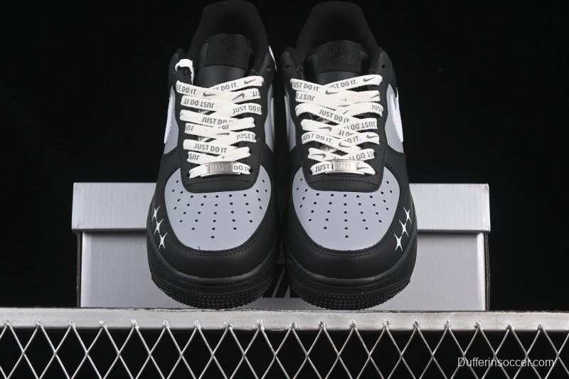 Nike Air Force 1 '07 Low Black Silver Court Low-Top Casual Sneakers - ZH0316-085
