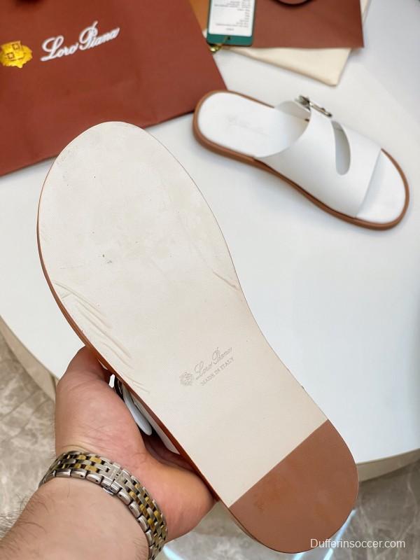 2025 Men Loro Piana White Leather Slippers AS00250