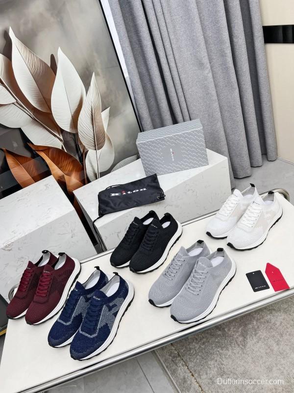 2025 Unisex Kiton Black Knit Sneakers AS00320