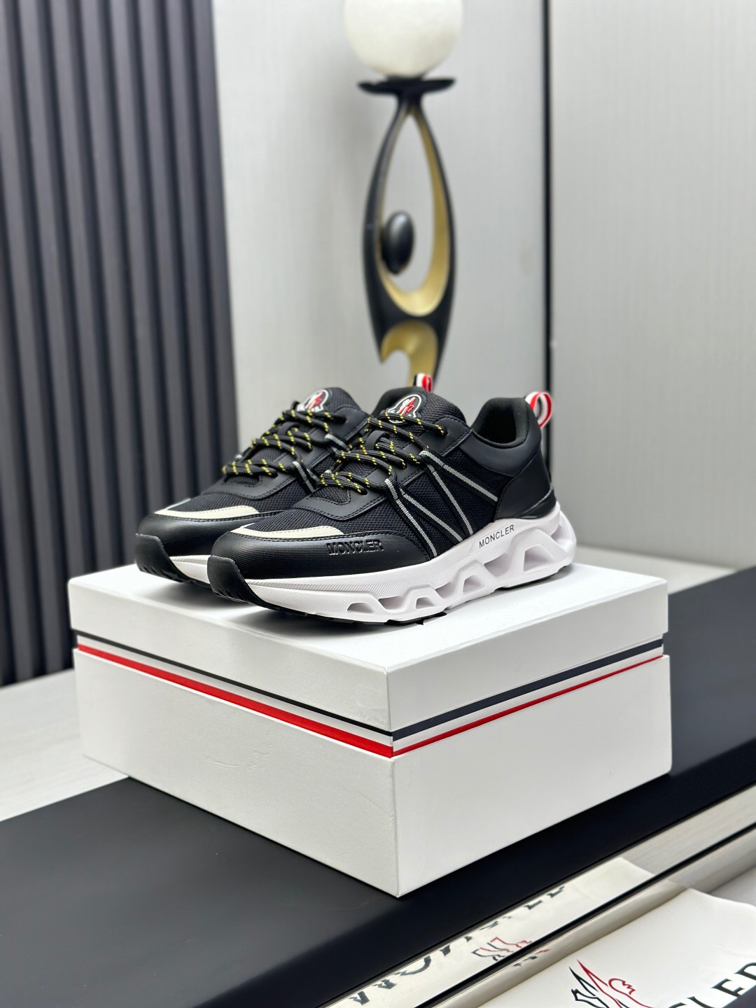 2025 Unisex Moncler Black Cordura Goretex Rubber Trailgrip GTX Trail Running Shoes KFY00390