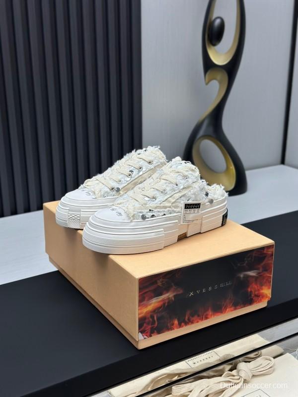 2025 Unisex XVESSEL White Canvas Plimsolls Vulcanized AS00260