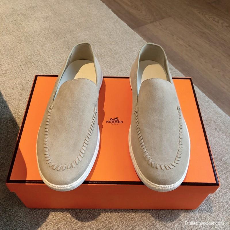 2025 Men Hermès Beige Suede Loafers AS00380