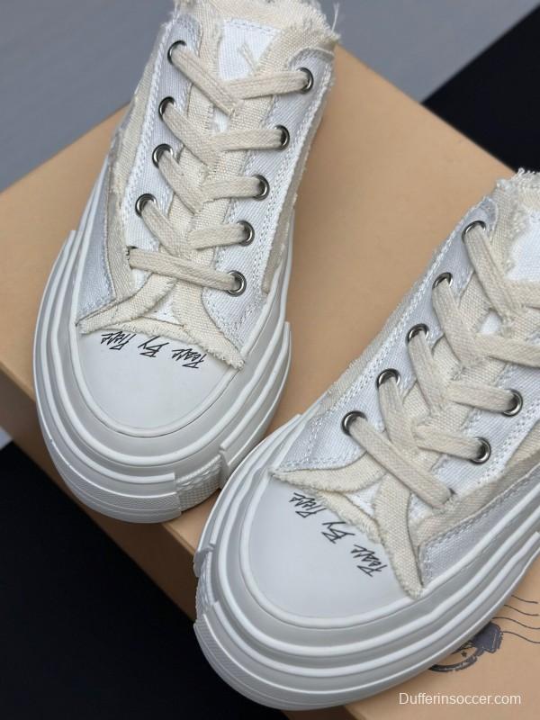 2025 Unisex XVESSEL White Canvas Plimsolls Vulcanized AS00240
