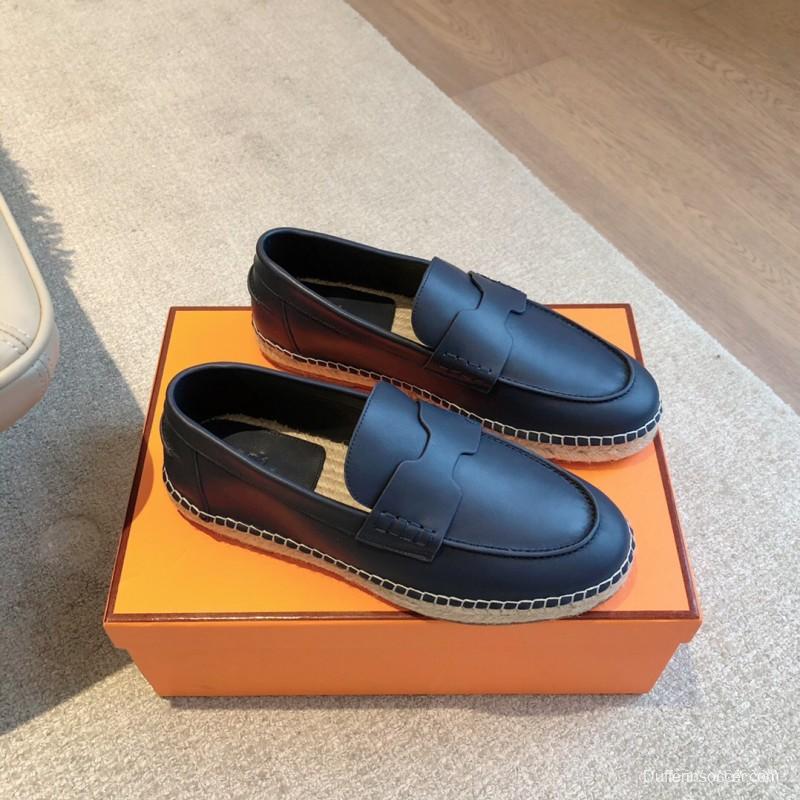 2025 Unisex Hermes Black Calfskin Loafers AS00380