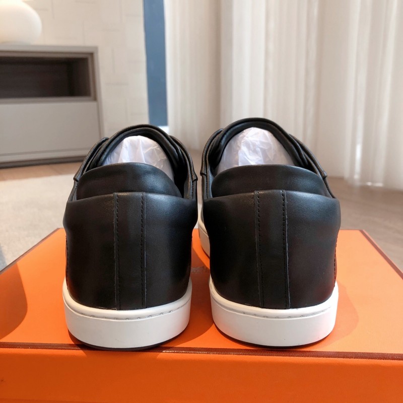 2025 Men Hermès Black Leather Sneakers AS00380