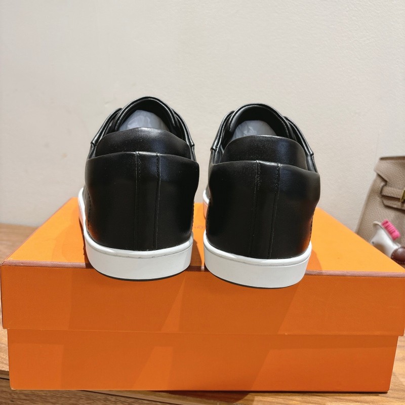 2025 Unisex Hermès Black Leather Sneakers AS00380