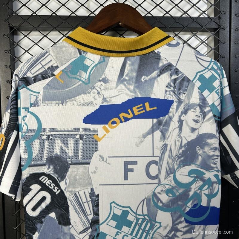 25/26 FC Barcelona White with Collage Art Jersey