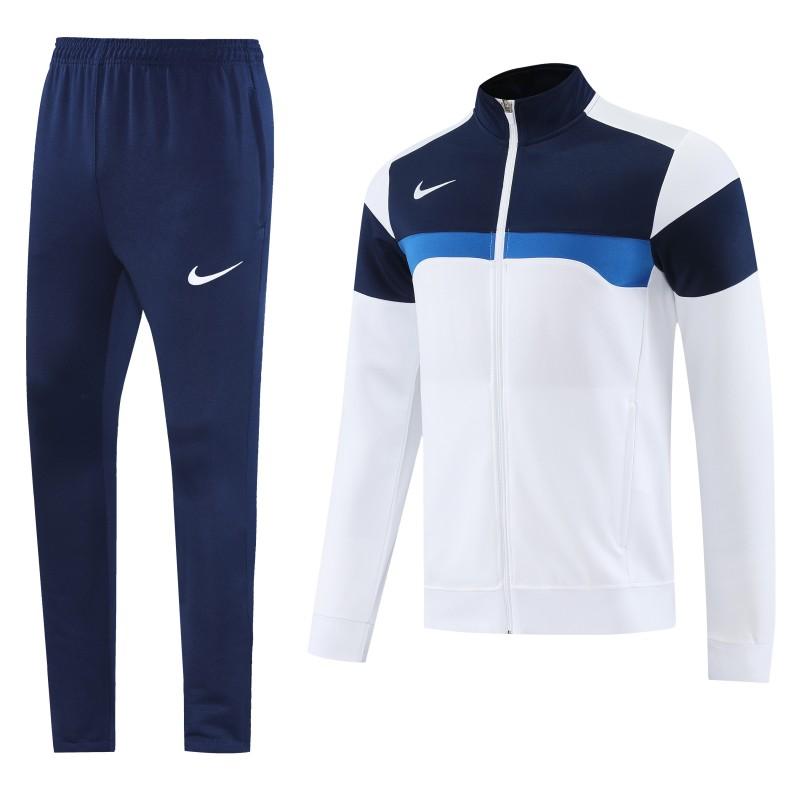 2025 Nike White/Navy Full Hoodie Zipper Jacket +Long Pants