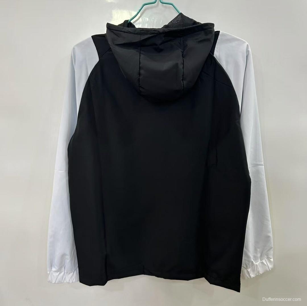 25/26 Real Madrid Black/White Hoodie Windbreaker
