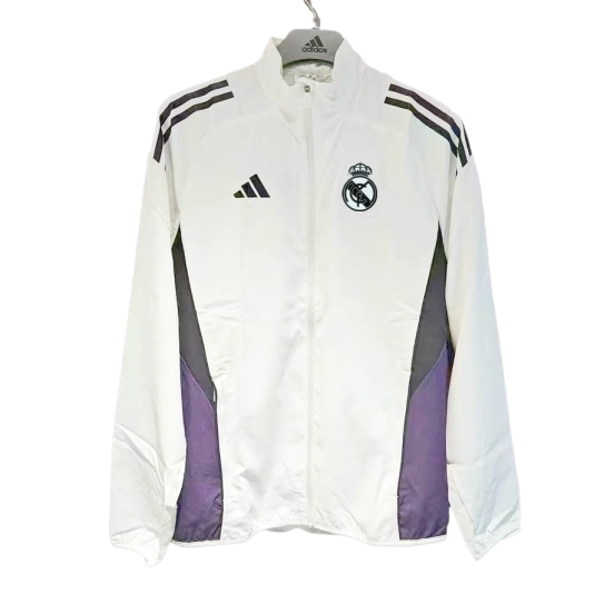 25/26 Real Madrid White /Purple Full Zipper Windbreaker