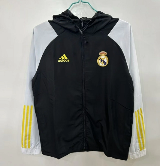25/26 Real Madrid Black/White Hoodie Windbreaker