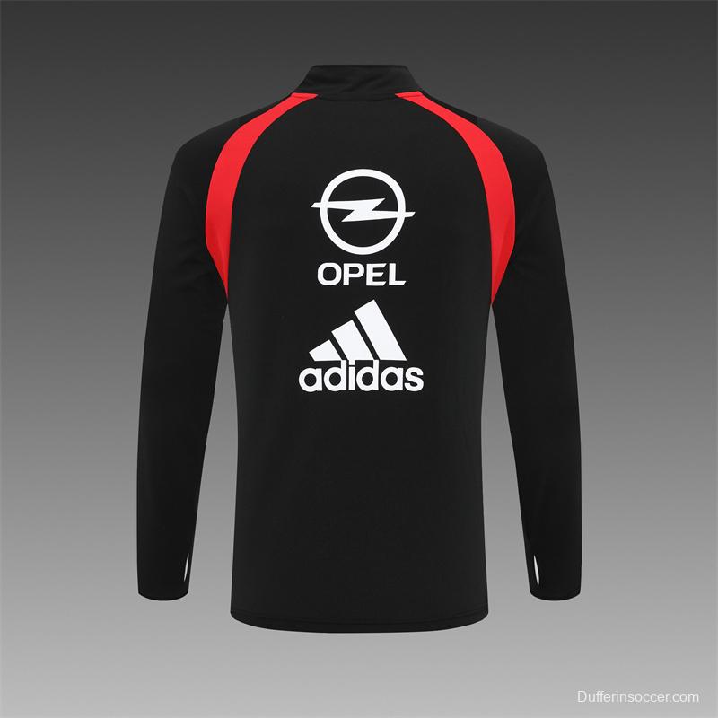 Retro 03/04 AC Milan Black Half Zipper Jacket+Long Pants