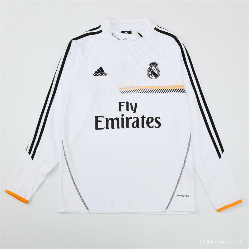 Retro 13/14 Real Madrid White Half Zipper Jacket+Long Pants