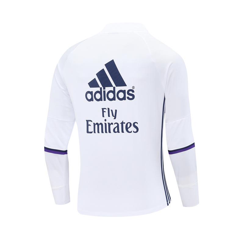 Retro 16/17 Real Madrid White Half Zipper Jacket+Long Pants