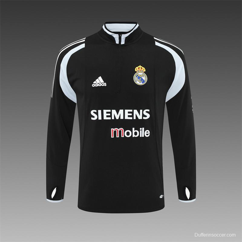 Retro 04/05 Real Madrid Black Half Zipper Jacket