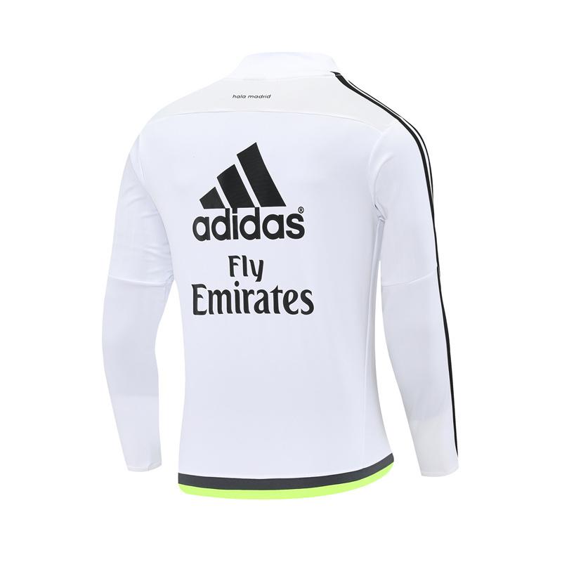 Retro 15/16 Real Madrid White Half Zipper Jacket+Long Pants