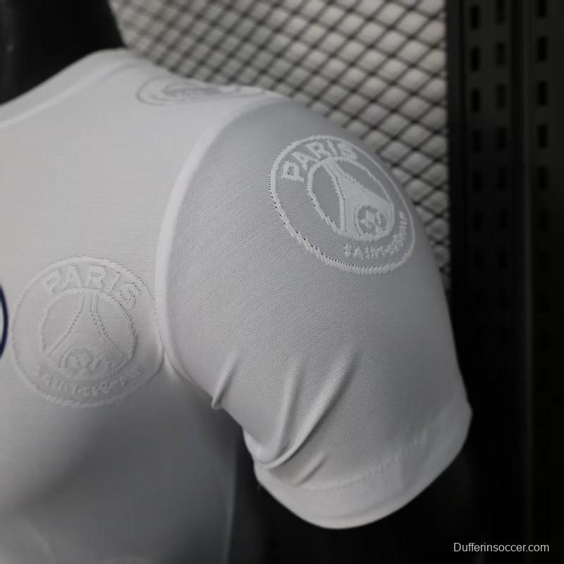 Player Version 25/26 PSG White with Embossed PSG Badge Pattern Jersey