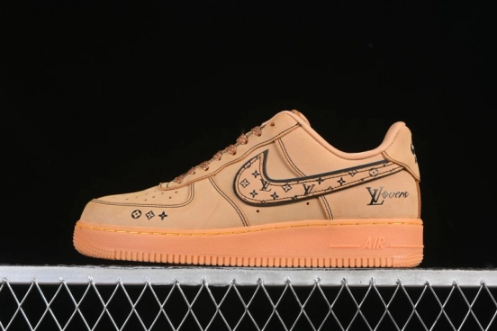 Nike Air Force 1 '07 Low LV Collaboration Wheat Print Casual Sneakers - DK0188-082