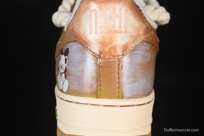 Nike Air Force 1 '07 Low Milk Coffee Bear Hand-Drawn Doodle Casual Sneakers - XL2321-666