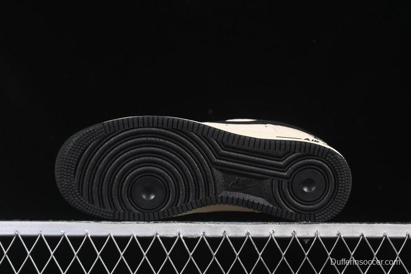 Nike Air Force 1 '07 Low Stussy Collaboration Beige Black Canvas Casual Sneakers - XX3168-155