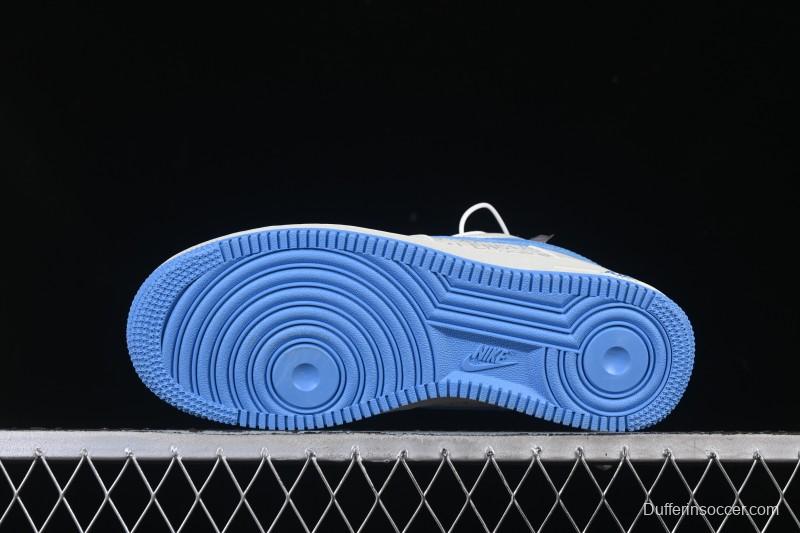 Nike Air Force 1 '07 Low Balenciaga Collaboration White Blue Gold Casual Sneakers - YF9511-803