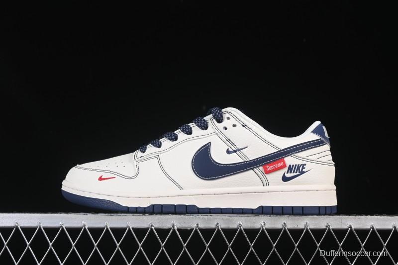 Nike SB Dunk Low Supreme Collaboration Light Blue Swoosh Low-Top Casual Skate Shoes - HH7518-083