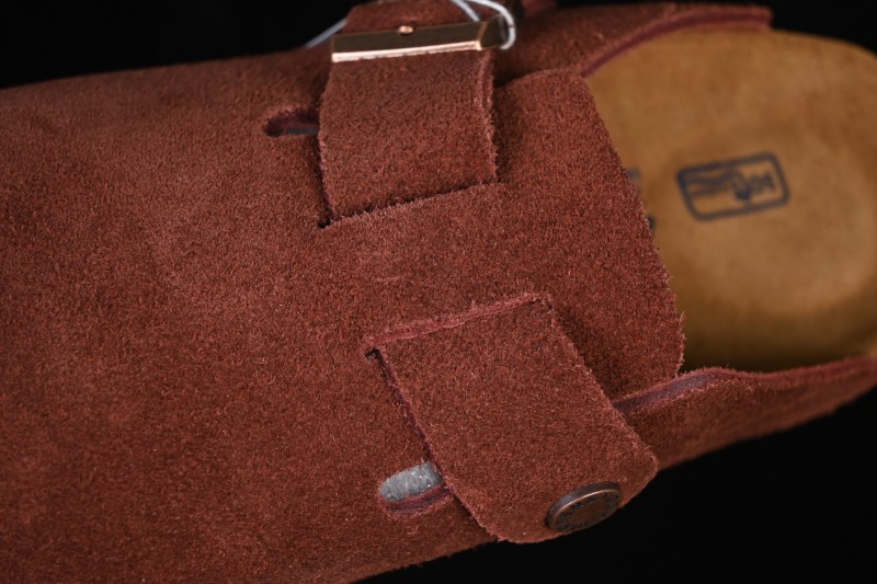 Birkenstock Sandals Series with Soft Leather Upper and Cork Rubber Midsole - Red Wine
