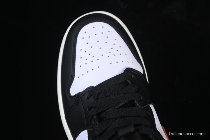 Nike Air Jordan 1 Mid AJ1 Mid-Top Casual Sneakers with Black White Orange Design - DQ8426-801