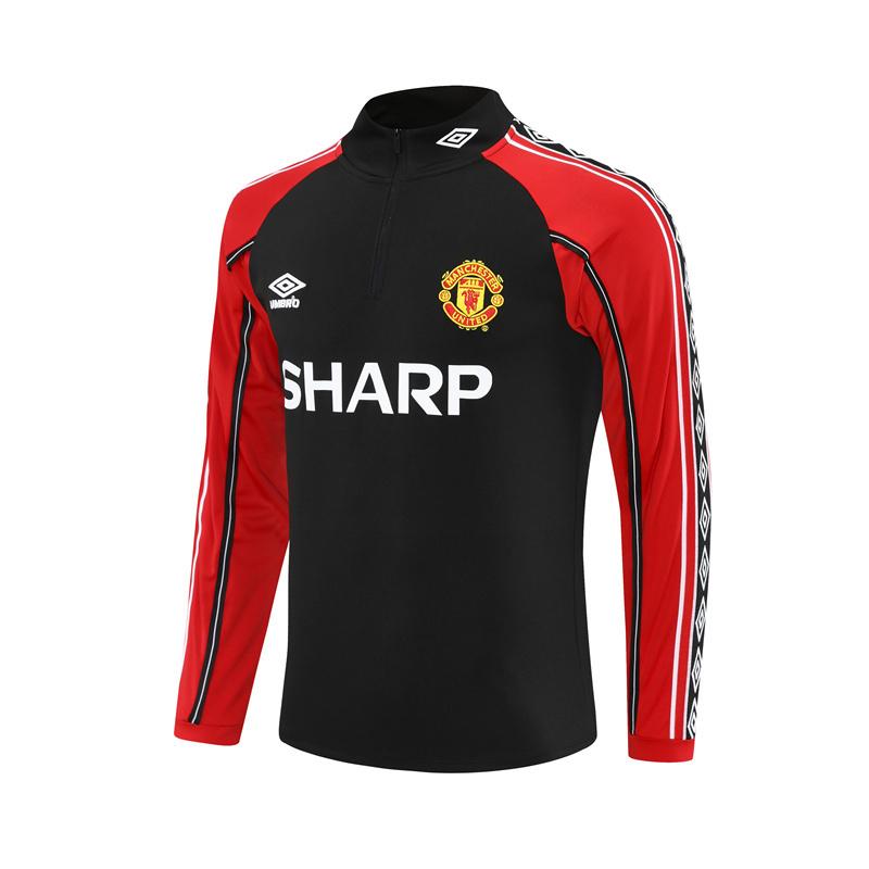 Retro 98/99 Manchester United Black Half Zipper Jacket