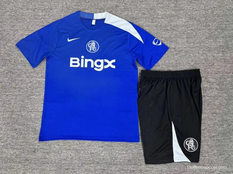 25/26 Kids Chelsea Blue T90 Short Sleeve+Soccer Shorts