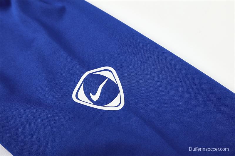 2002 Brazil Color Blue Half Zipper Jacket+Long Pants