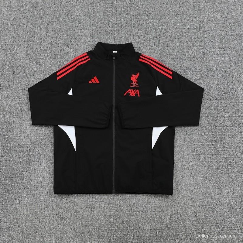 25/26 Liverpool Black S-2XL Half Zipper Jacket+Long Pants