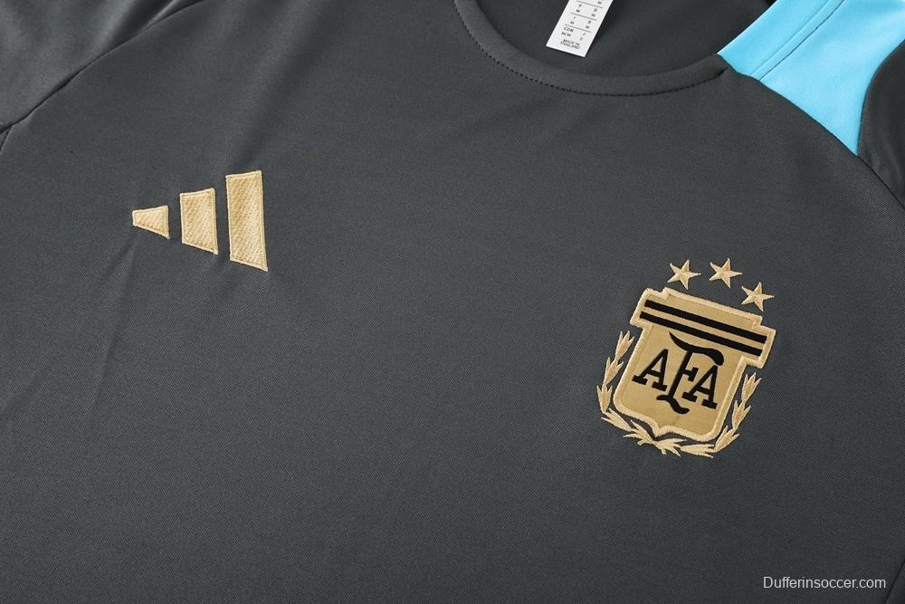 2025 Argentina Dark Gray Short Sleeve+Soccer Shorts