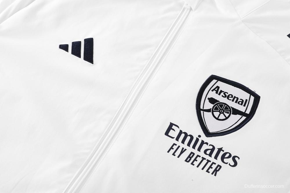 25/26 Arsenal White S-2XL Half Zipper Jacket+Long Pants