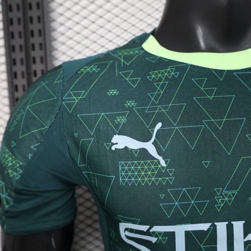 25/26 Player Version  Manchester City Third Dark Green with Geometric Triangle Pattern Jersey