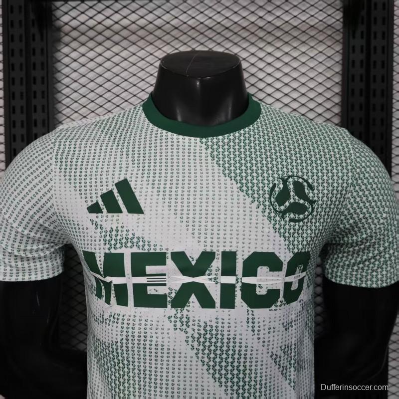 2025 Player Version  Mexico Away White with Halftone Dot Pattern World Cup Commemorative Jersey
