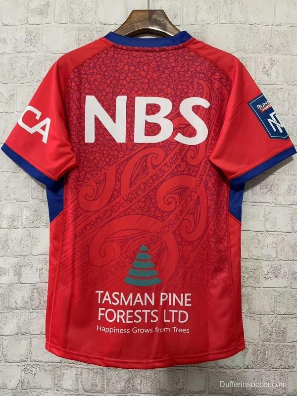 25/26 Tasman Mako Red with Maori Tribal Pattern Jersey