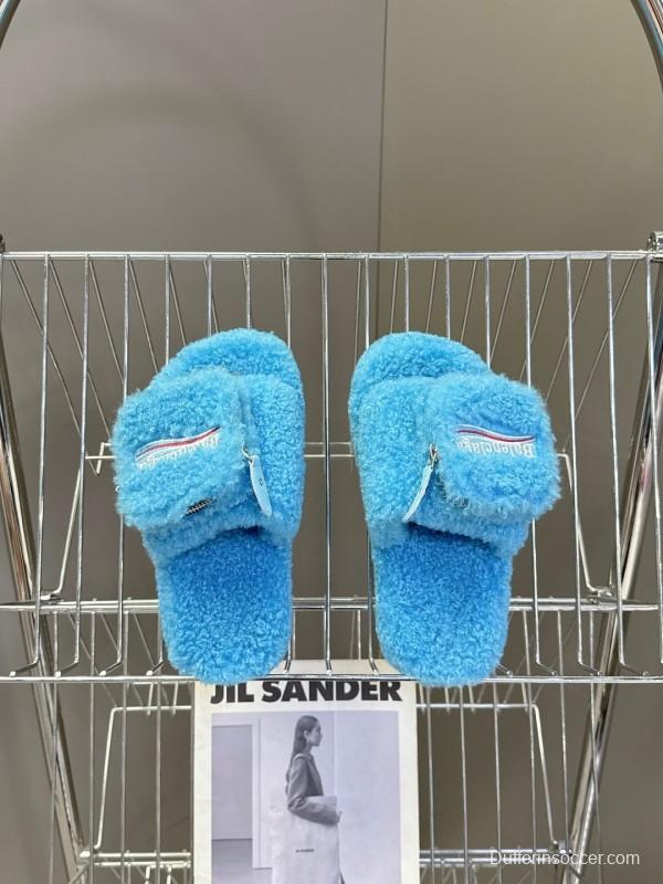 Balenciaga 2025 SS Couple Edition Coca-Cola Fur Slides - KFY00230