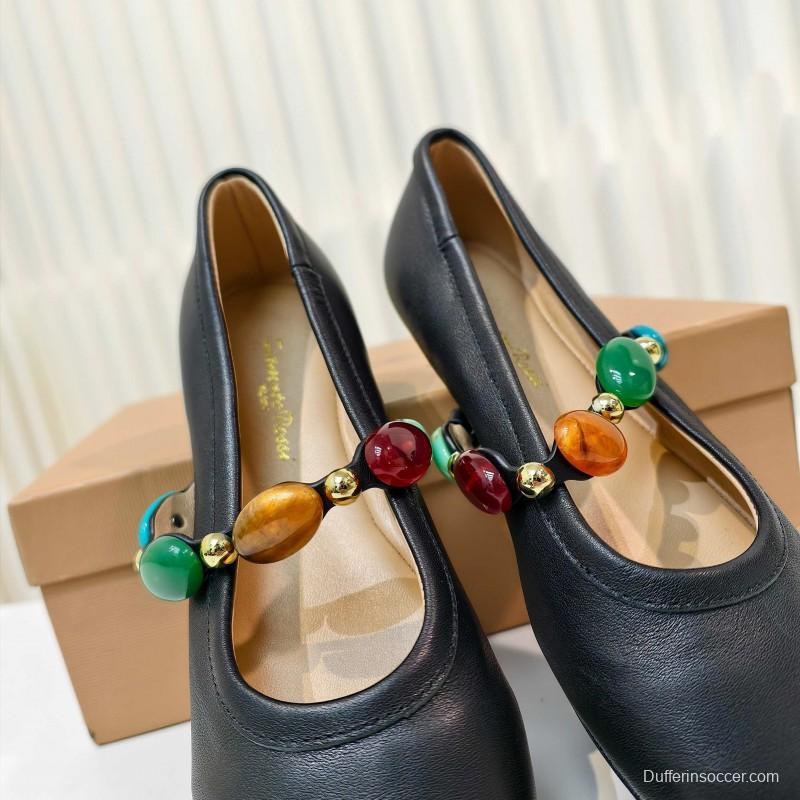 Gianvito Rossi Bohemian Style Turquoise Flat Ballet Shoes - LY00320