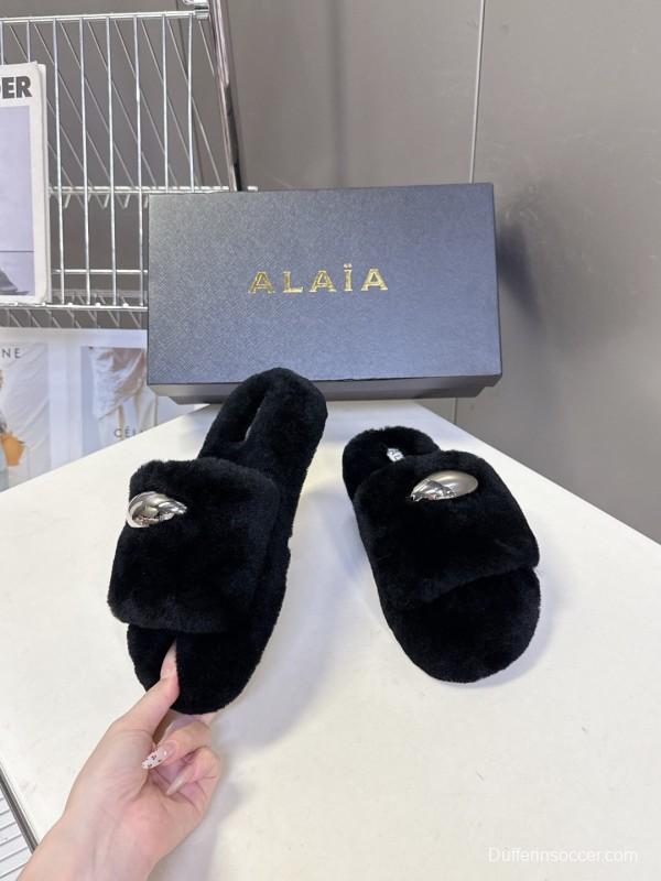 Alaïa Fall/Winter 2025 Fur Slippers - KFY00230