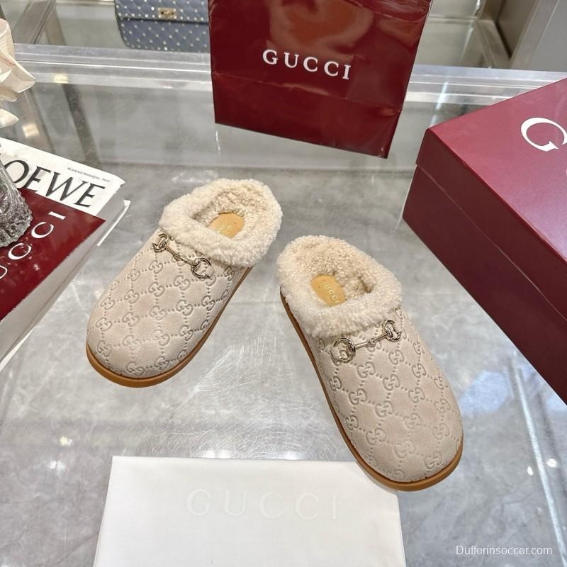 Gucci 2022/SS Women's Suede Leather Horsebit Wool Loafers - LY00260