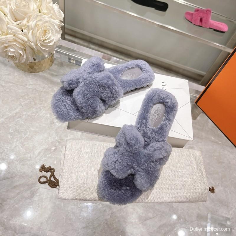 H Teddy Wool H Slippers Flat Sole - LY00240