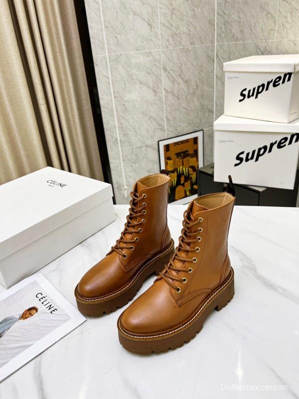 CELINE Triomphe Thin Strap Platform Ankle Boots - L Y00320