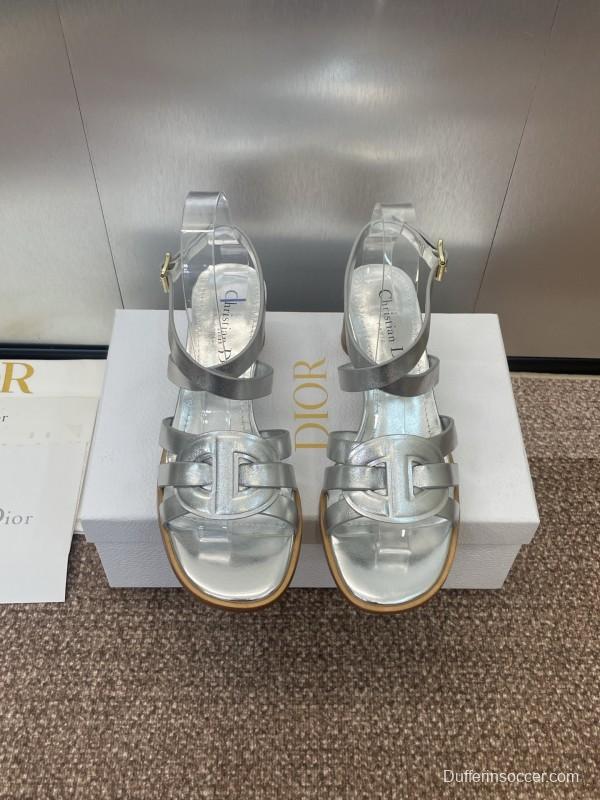 Dior D-Club Jelly Color Hollow Layered Cross Strap Mid Heel Women Shoes - KFY00290