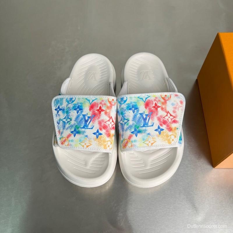 Louis Vuitton Miami Mule Slip-On Sandals with Velcro Strap - YC