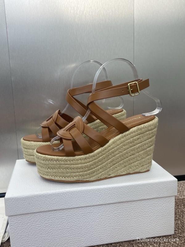 Dior D-Club Jelly Color Hollow Layered Cross Strap Platform High Heel Women's Shoes - KFY00290